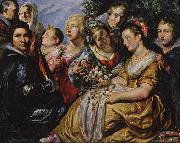 Self portrait with his Family and Father-in-Law Adam van Noort Jacob Jordaens